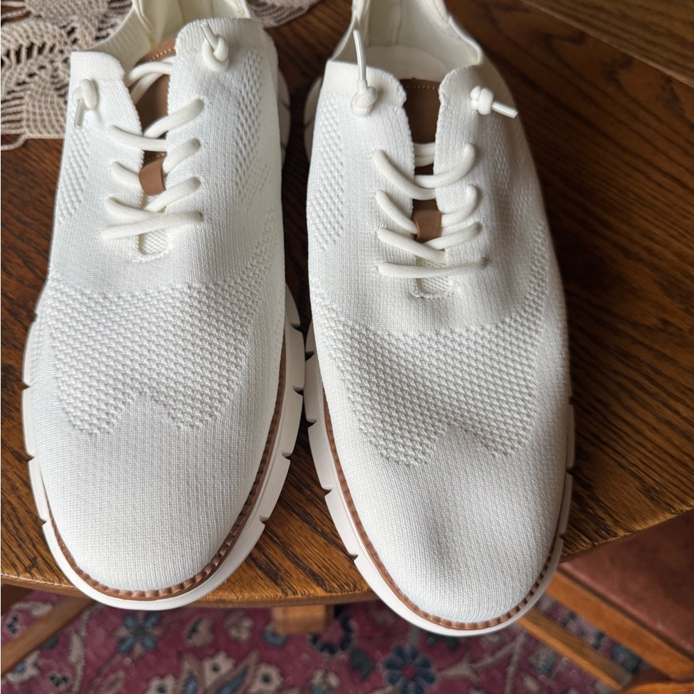 Men's White Knit Casual Lace-Up Shoes